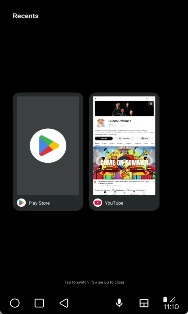 Recent apps, ready to switch