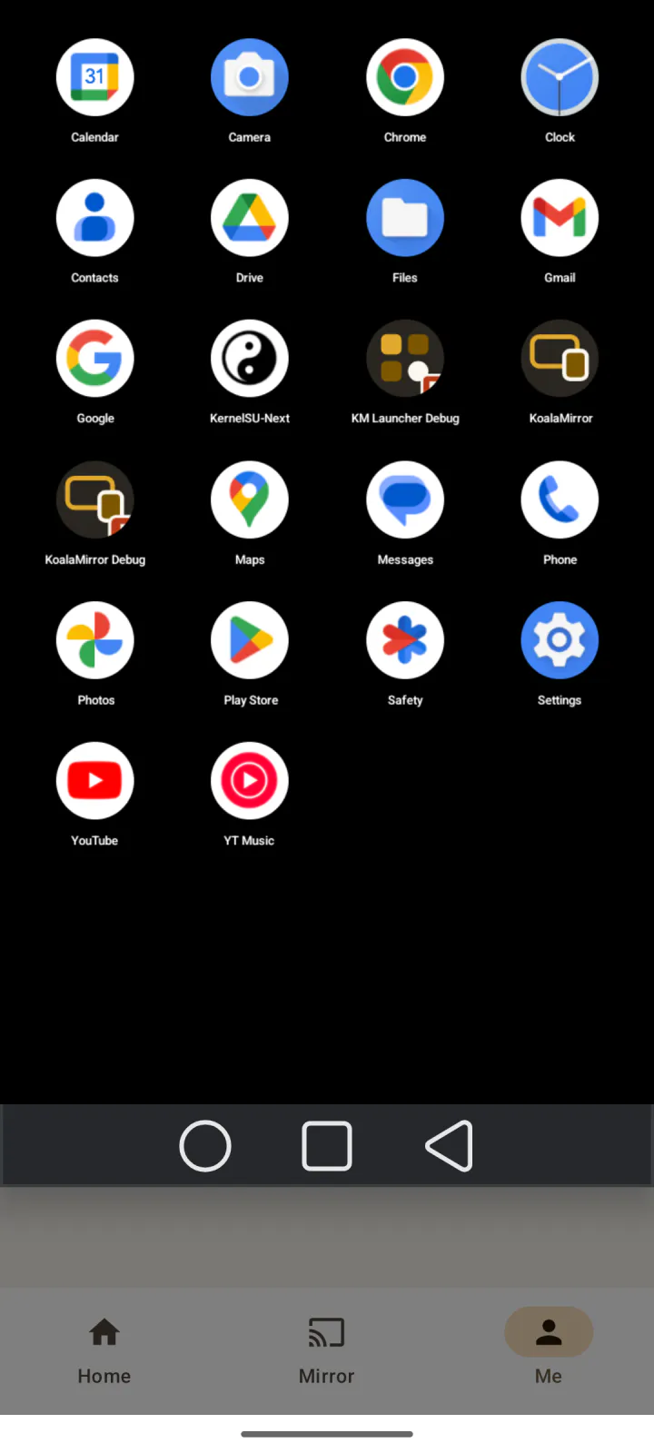 Previewing the mirrored desktop on the phone